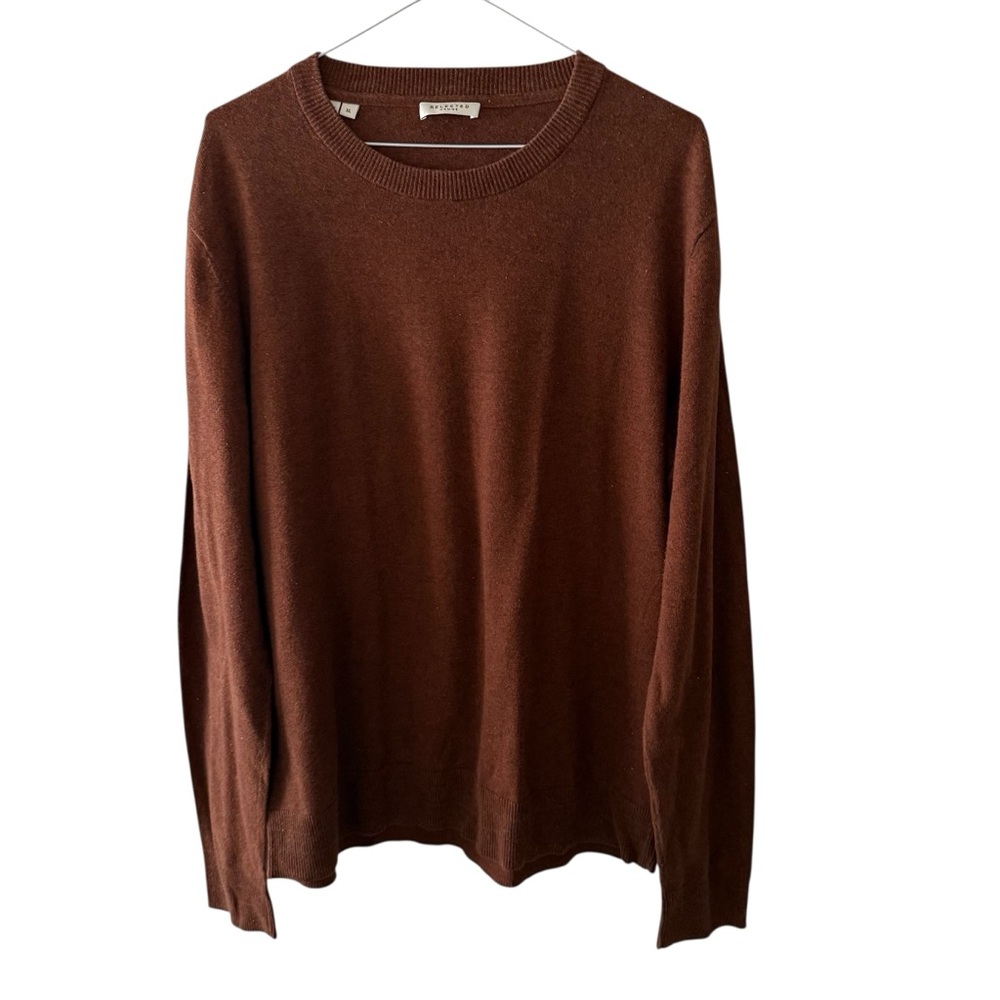 Selected Homme Men's Brown Cotton Sweater Crew Neck Long Sleeves Size XL